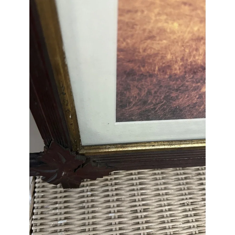 Vintage Adirondack Picture Frame Wood Leaf Tramp Art Black Forest Folk Art